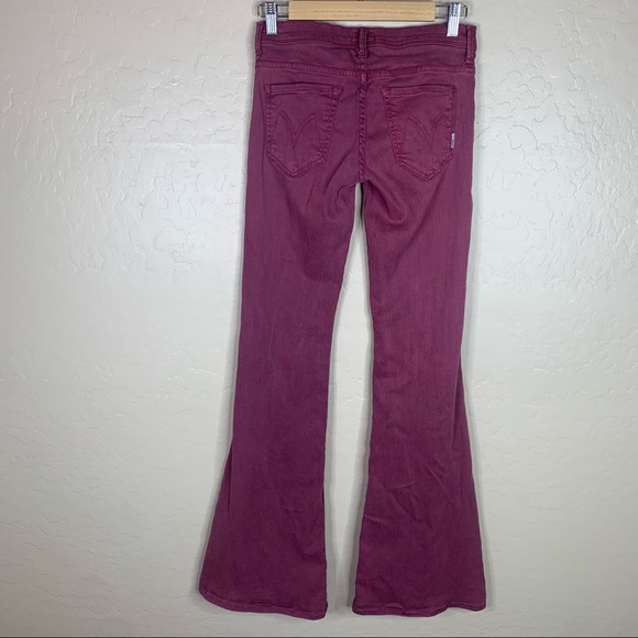 Mother Denim Curfew Flare Jeans in Raspberry - Picture 3 of 14
